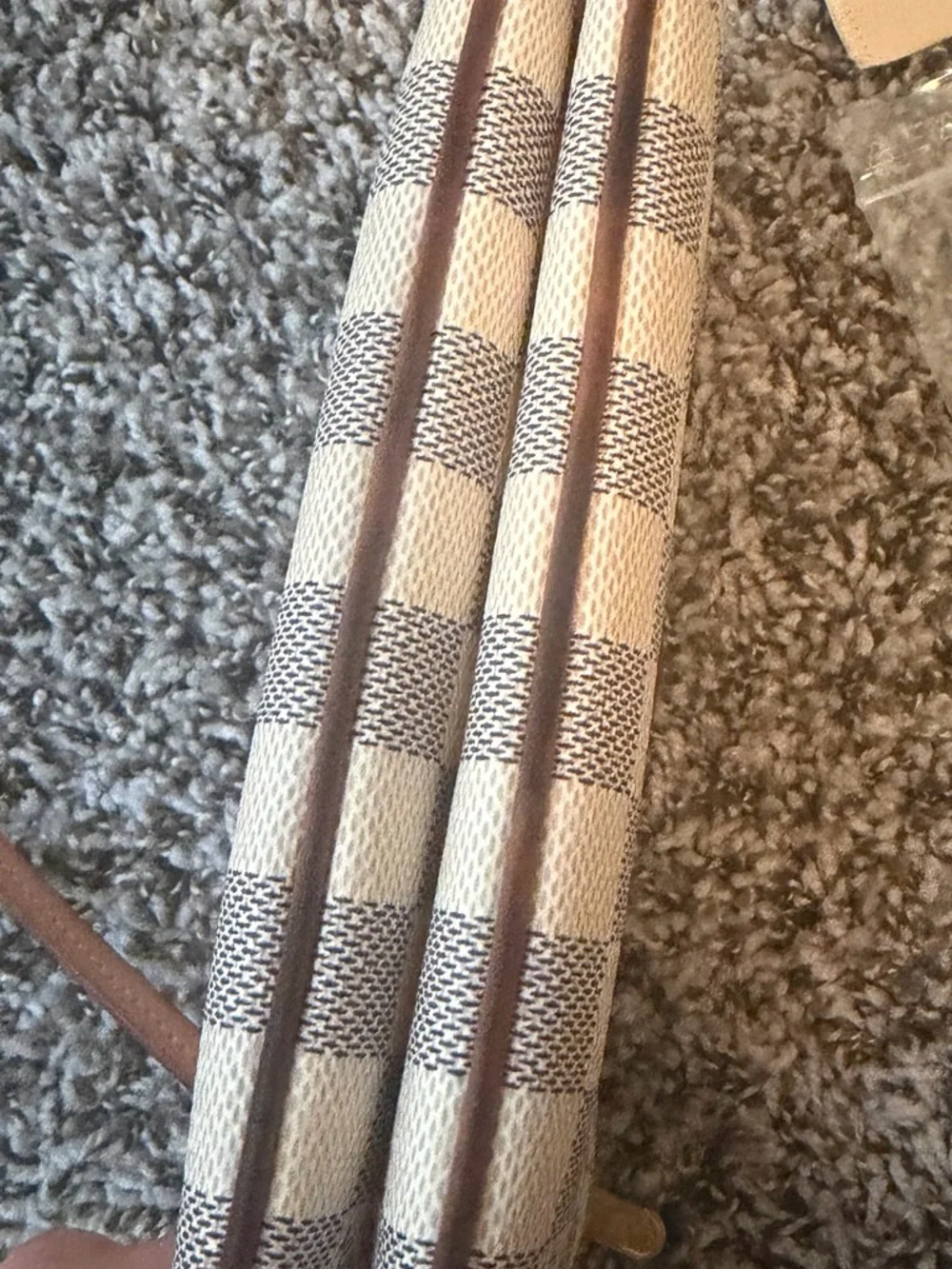 Louis Vuitton White Damier Azur Crossbody with Brown Leather Strap - Picture 5 of 16